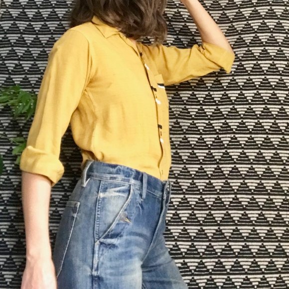 vtg appliqué stripe button down - Picture 3 of 16